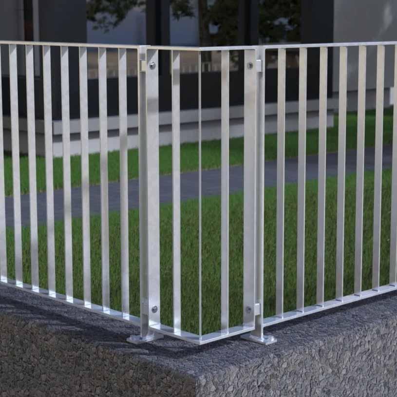 Verzinkter Zaunverbinder Modell Simple als Eckverbindung für Metallzaun im Außenbereich