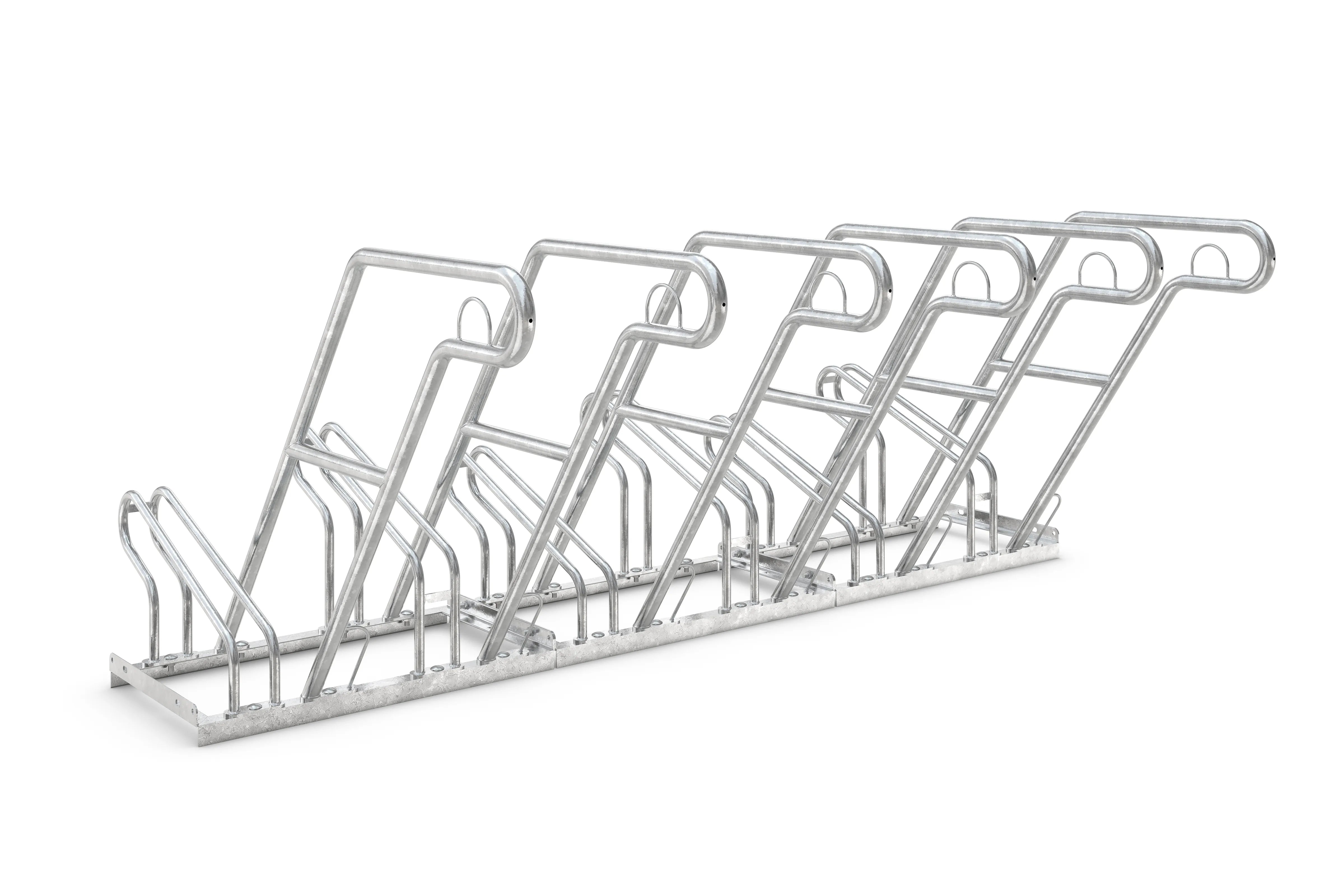 Verzinkter Fahrradständer aus Metall für fünf Fahrräder, Reihenparker, robust