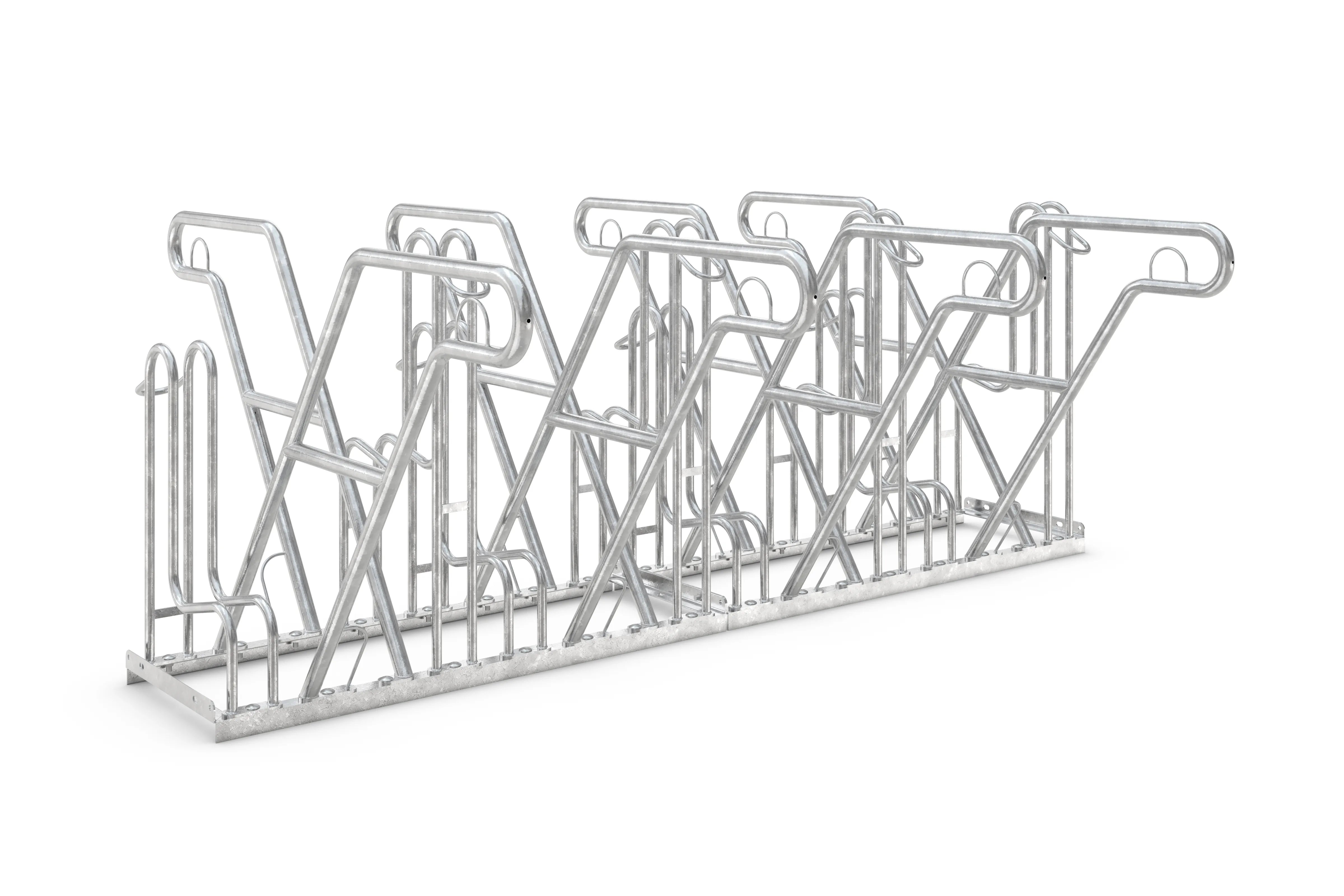 Verzinkter Fahrradständer aus Metall mit mehreren Einstellplätzen, Reihenanlage