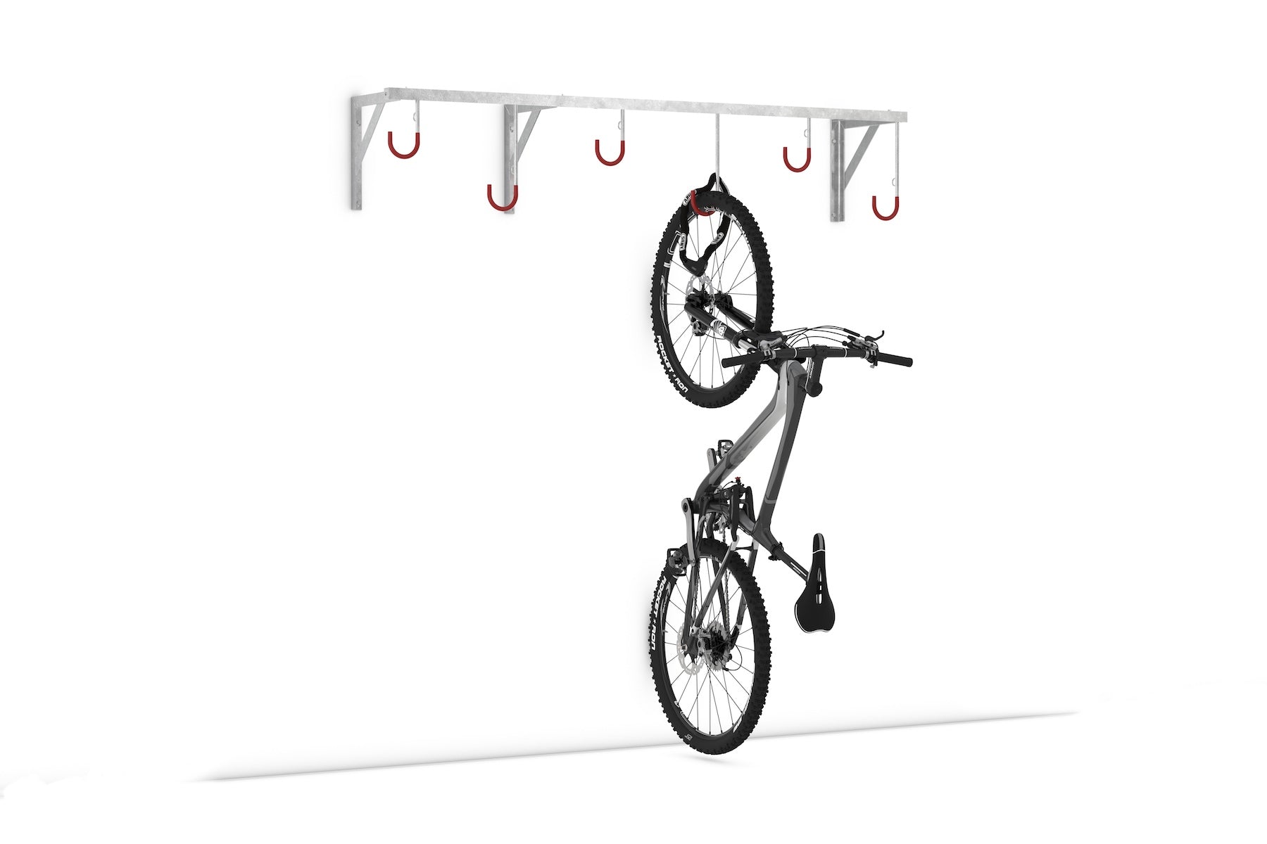 Wand-Fahrradhalterung aus Metall mit Haken, ein aufgehängtes Fahrrad