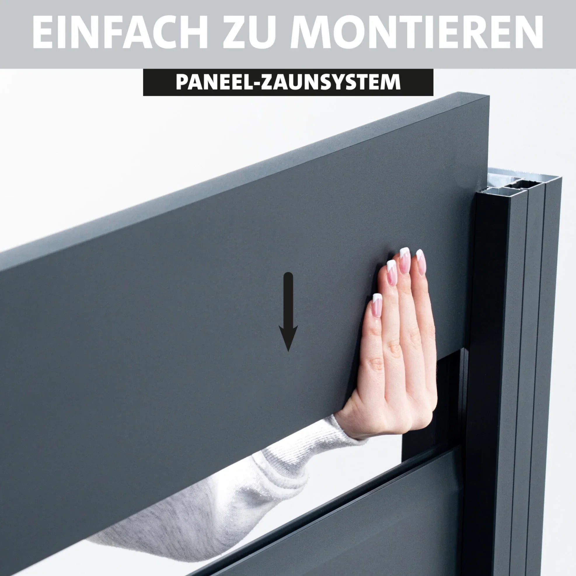 Aluminium Zaunpfosten 68x68mm im modernen Paneel-Zaunsystem, einfache Montage per Hand