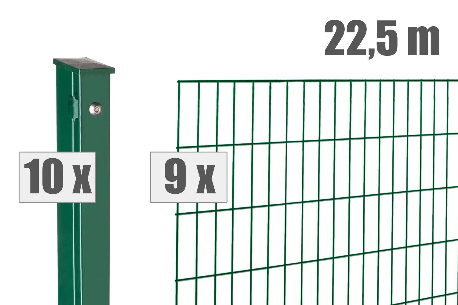 Zaunpfosten und Gittermatten grün