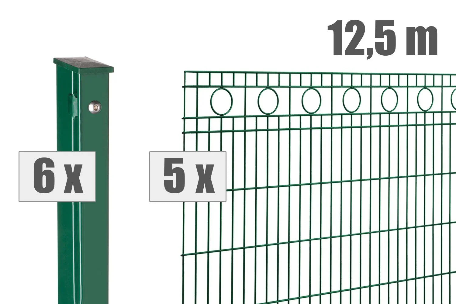 Doppelstabmattenzaun mit Pfosten, grün