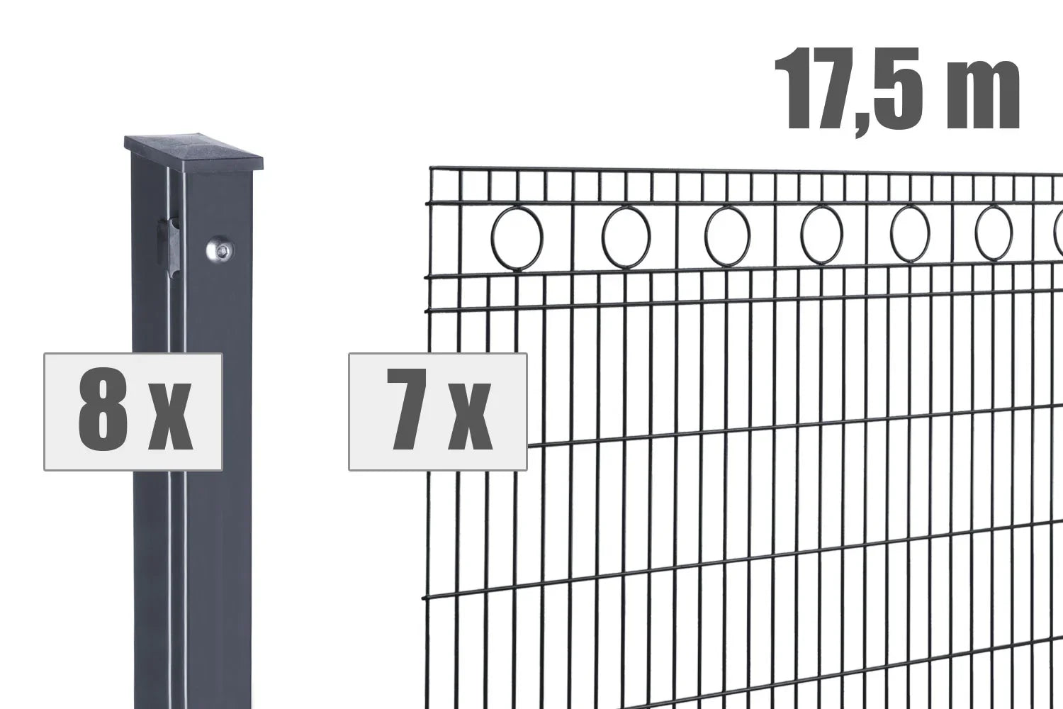 Doppelstabmattenzaun mit Pfosten, Maße