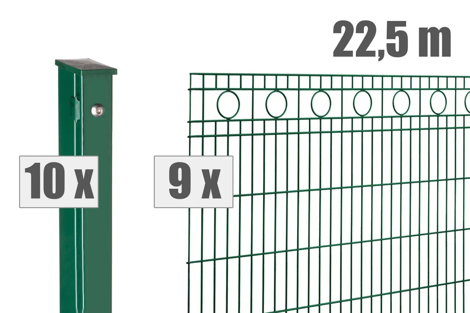 Doppelstabmattenzaun mit Pfosten, Set