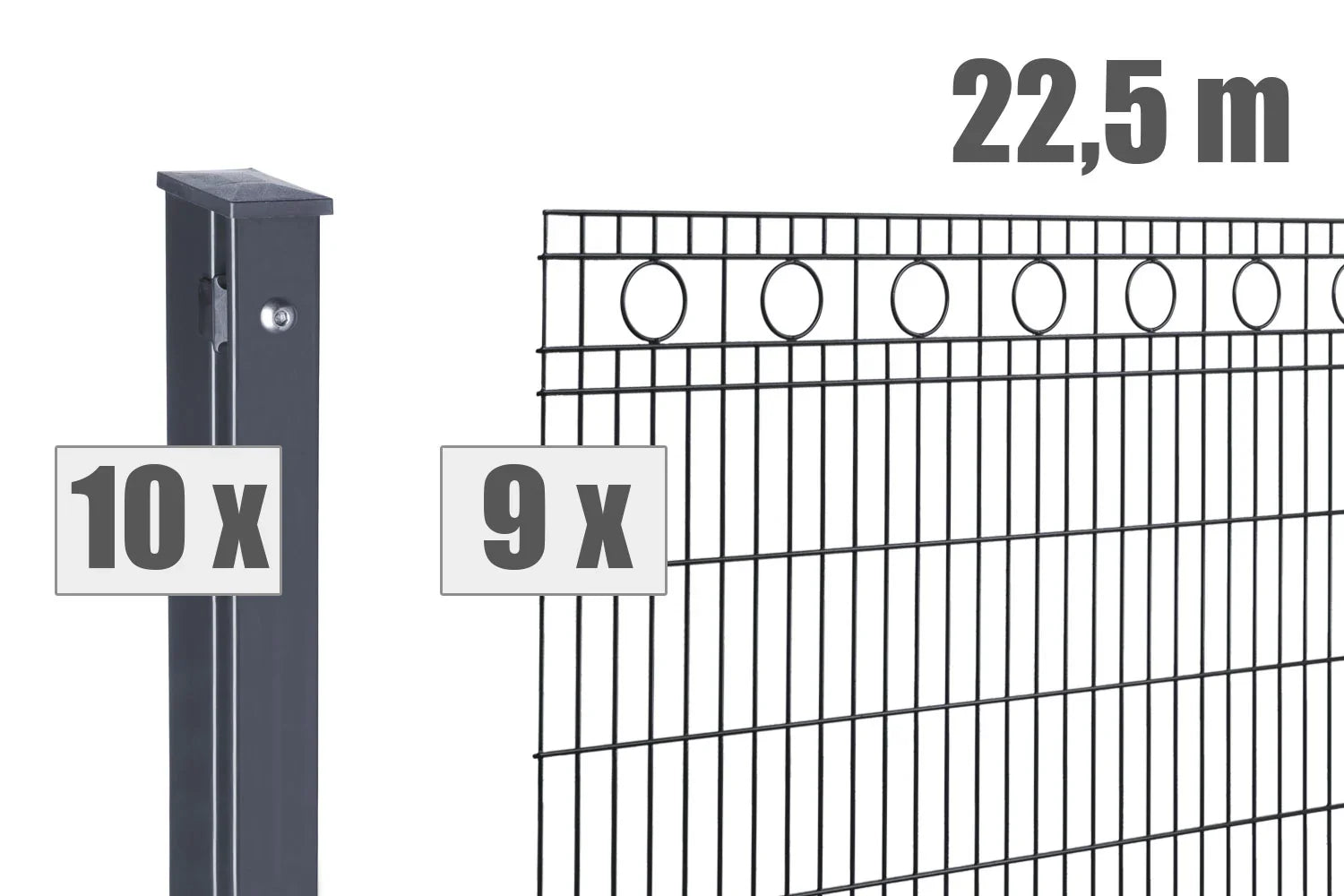 Doppelstabmattenzaun mit Pfosten, Maße