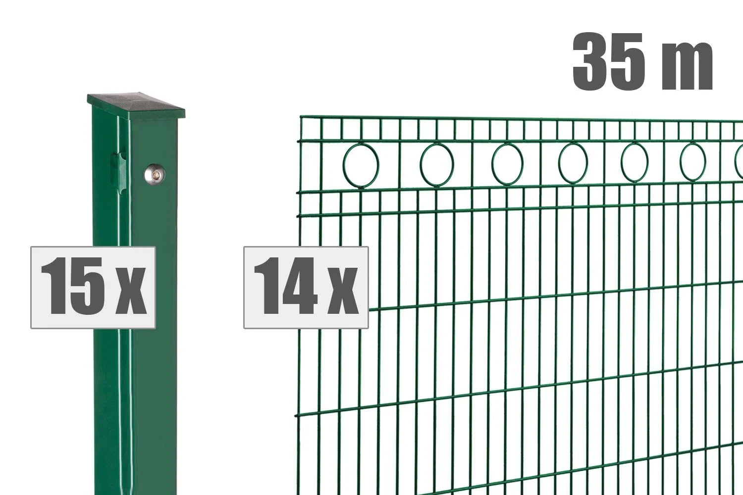 Doppelstabmattenzaun mit Pfosten, grün