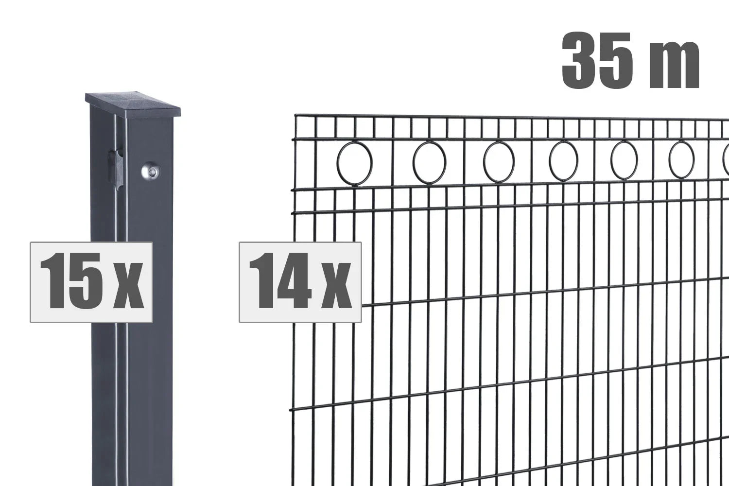 Zaunpfosten und Metallgitter Zaunelement