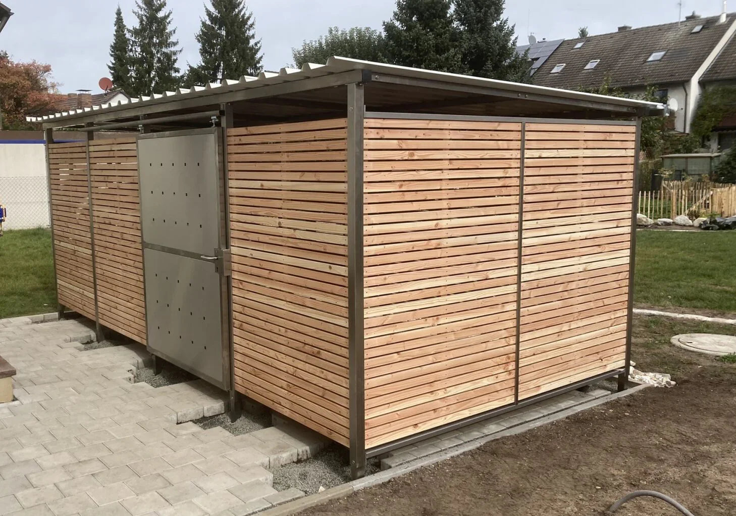 Fahrradhaus Mülltonnenhaus Holz-Edelstahl Gr.4