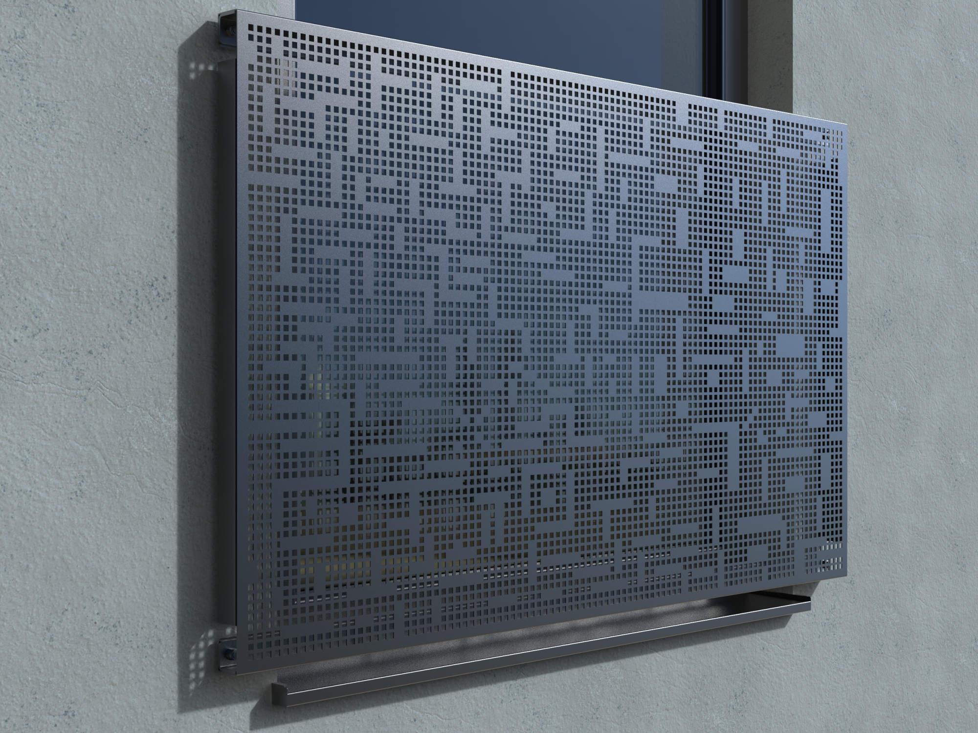 Französischer Balkon Modell Bilbao aus Aluminium, pulverbeschichtet mit modernem Lochmuster