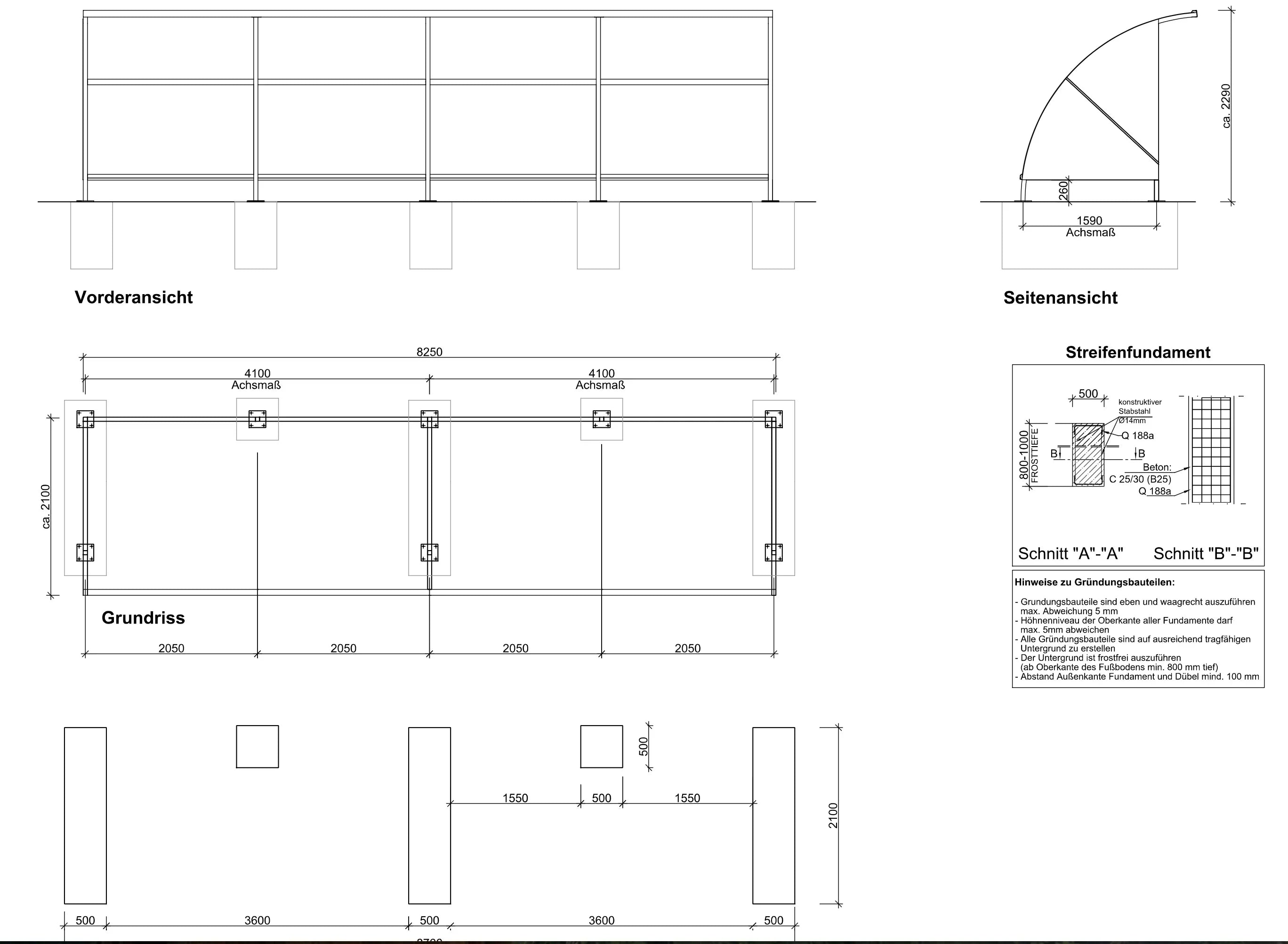Fahrradunterstand Bamberg B1/08 - RAL 7016