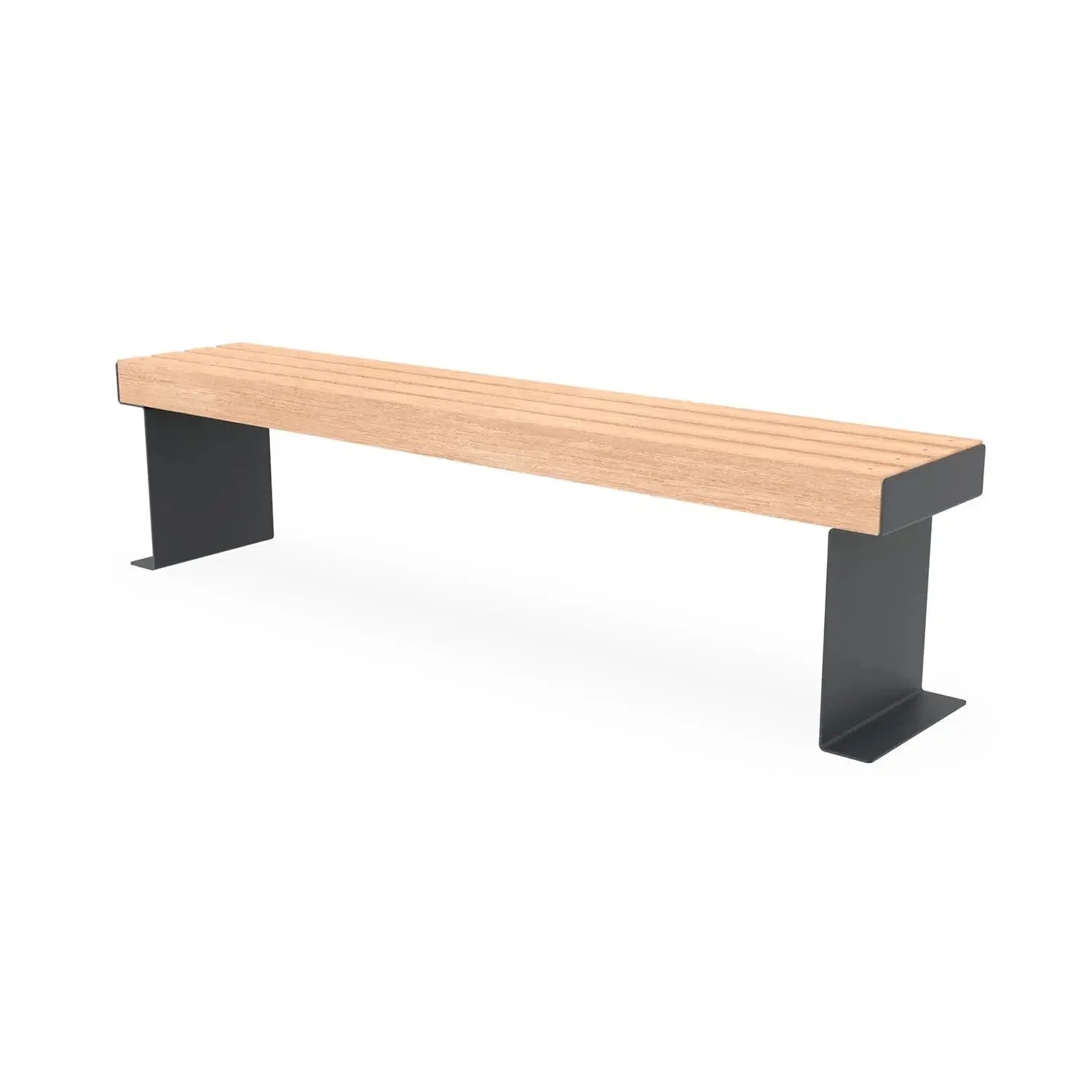 Moderne Hockerbank aus Holz mit pulverbeschichteten Metallfüßen RAL 7016, 80x100 cm