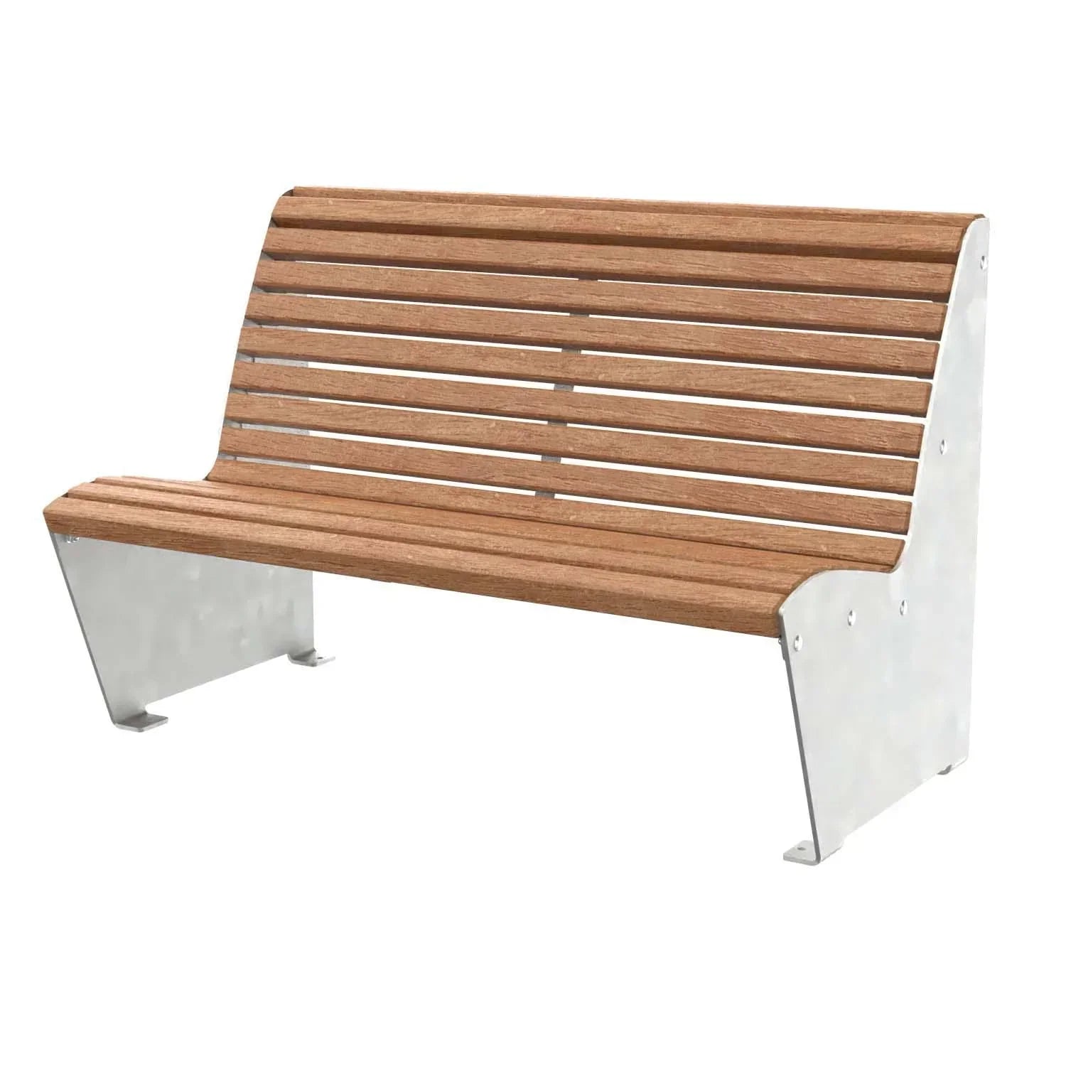 Parkbank für 3 Personen aus Holzlatten und verzinktem Metallgestell, modern