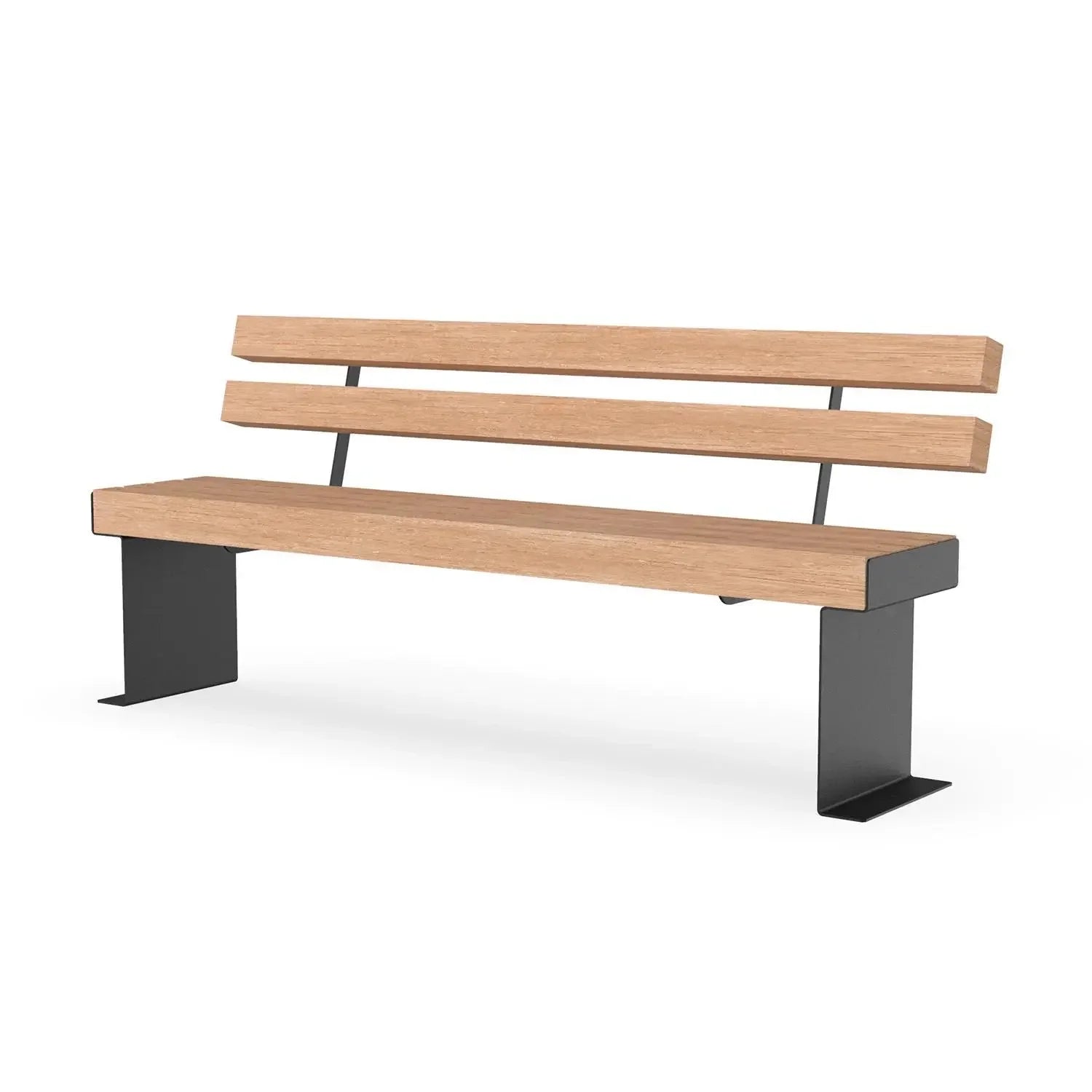 Parkbank Caracas 80x100 aus Holz mit pulverbeschichteten Metallfüßen, modern, RAL 7016