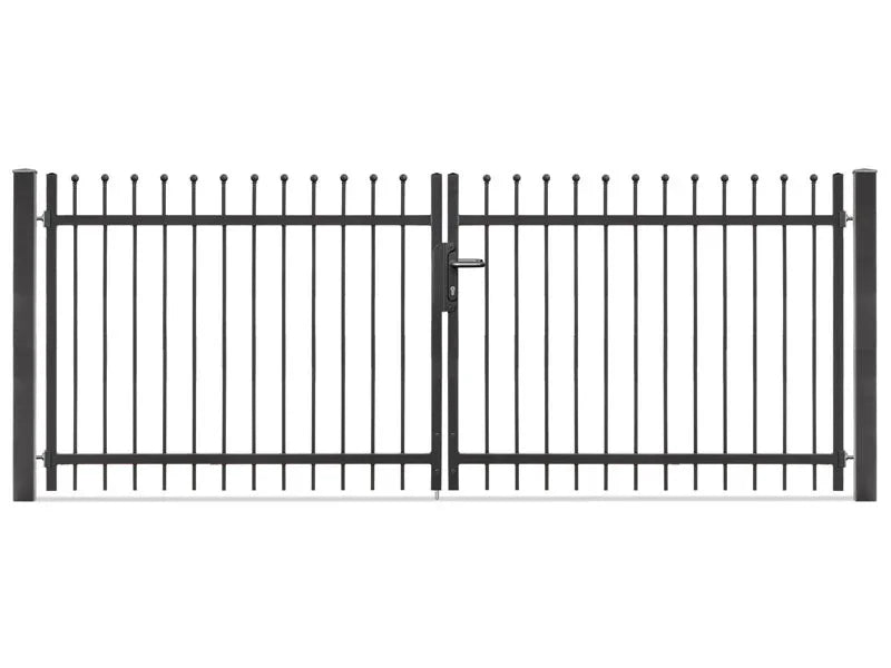 Schmuckzaun Tor DAVOS aus Metall, zweiflügelig, anthrazit, mit senkrechten Stäben