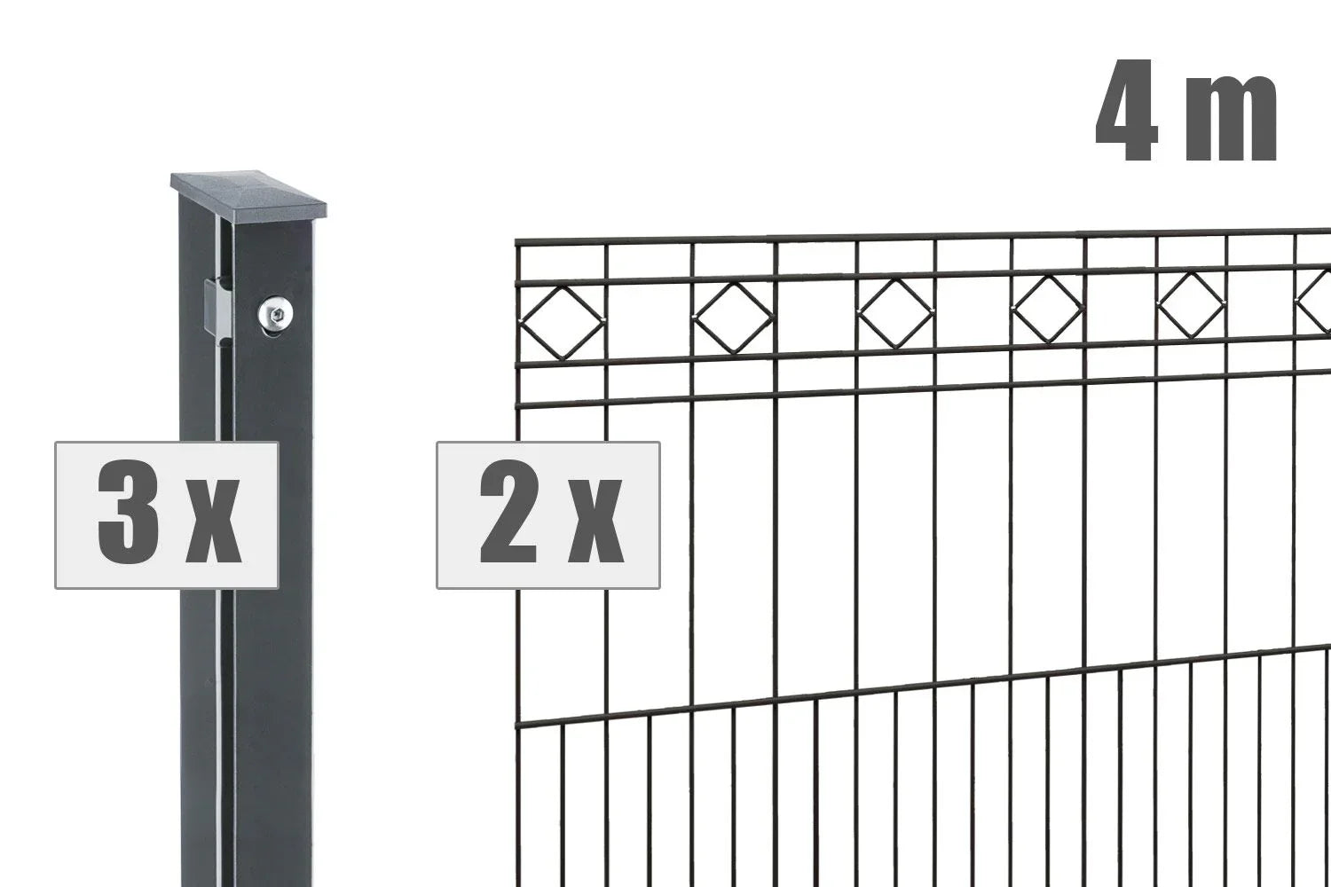 Zaunpfosten und Gittermatten Set