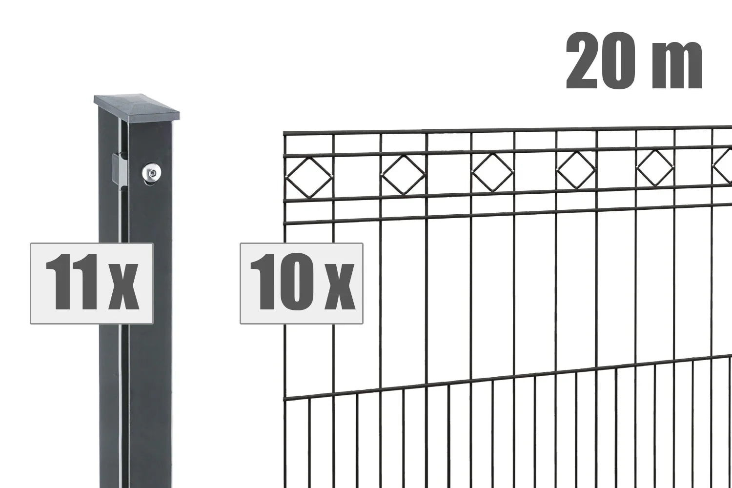 Doppelstabmattenzaun mit Pfosten Set