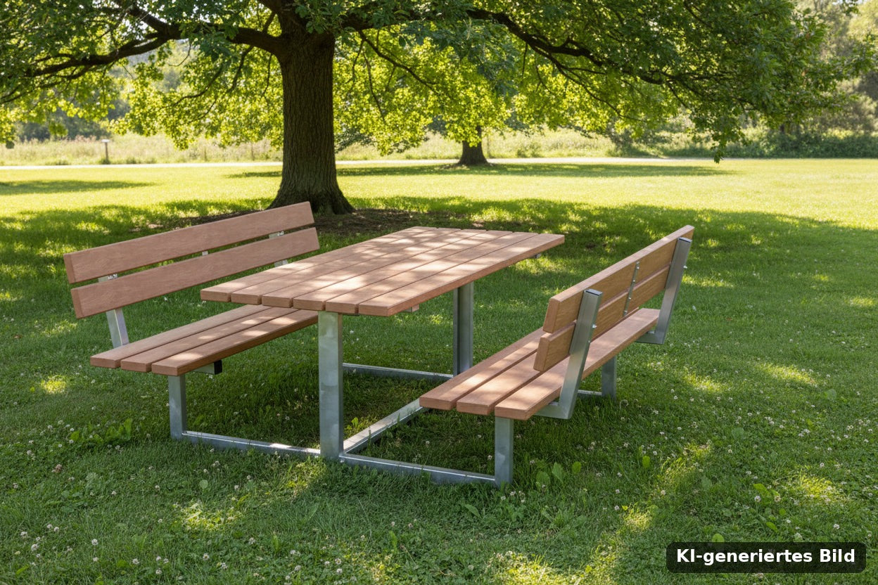 KI-generiertes Bild: Tisch-Bank-Kombination Plaza im Park, Symbolbild