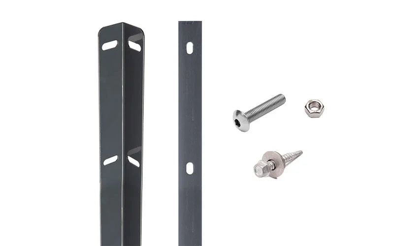 Zaunanschluss Winkellochleisten Set Typ A mit Schrauben und Muttern, Metall dunkel