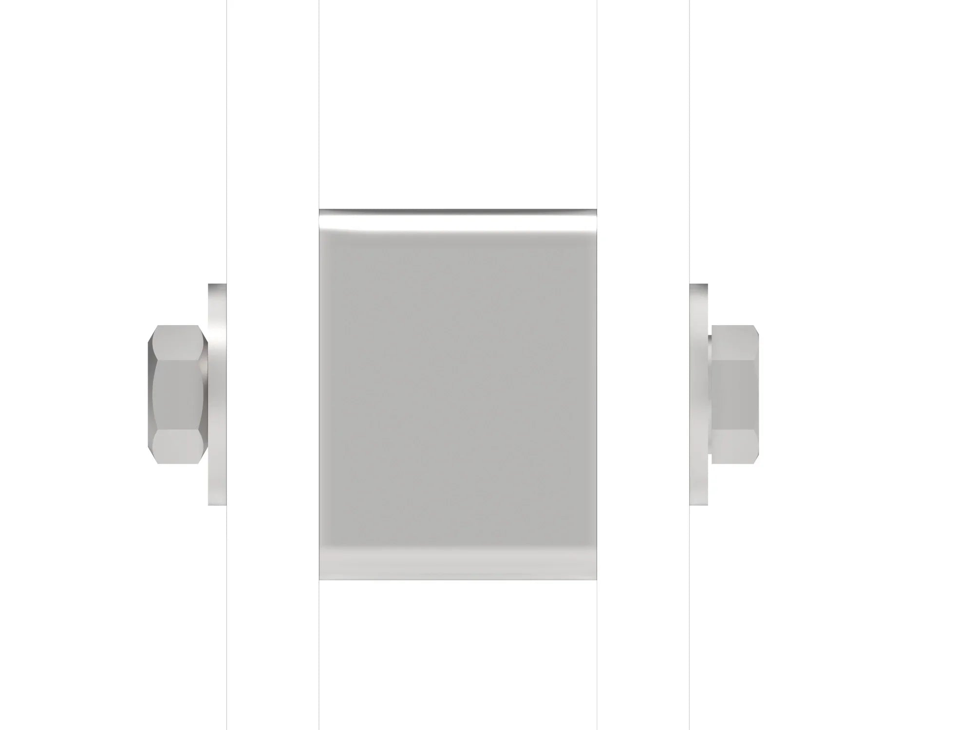 Zaunverbinder Modell Simple aus Edelstahl, seitliche Ansicht mit Schrauben, Metallbau Zubehör