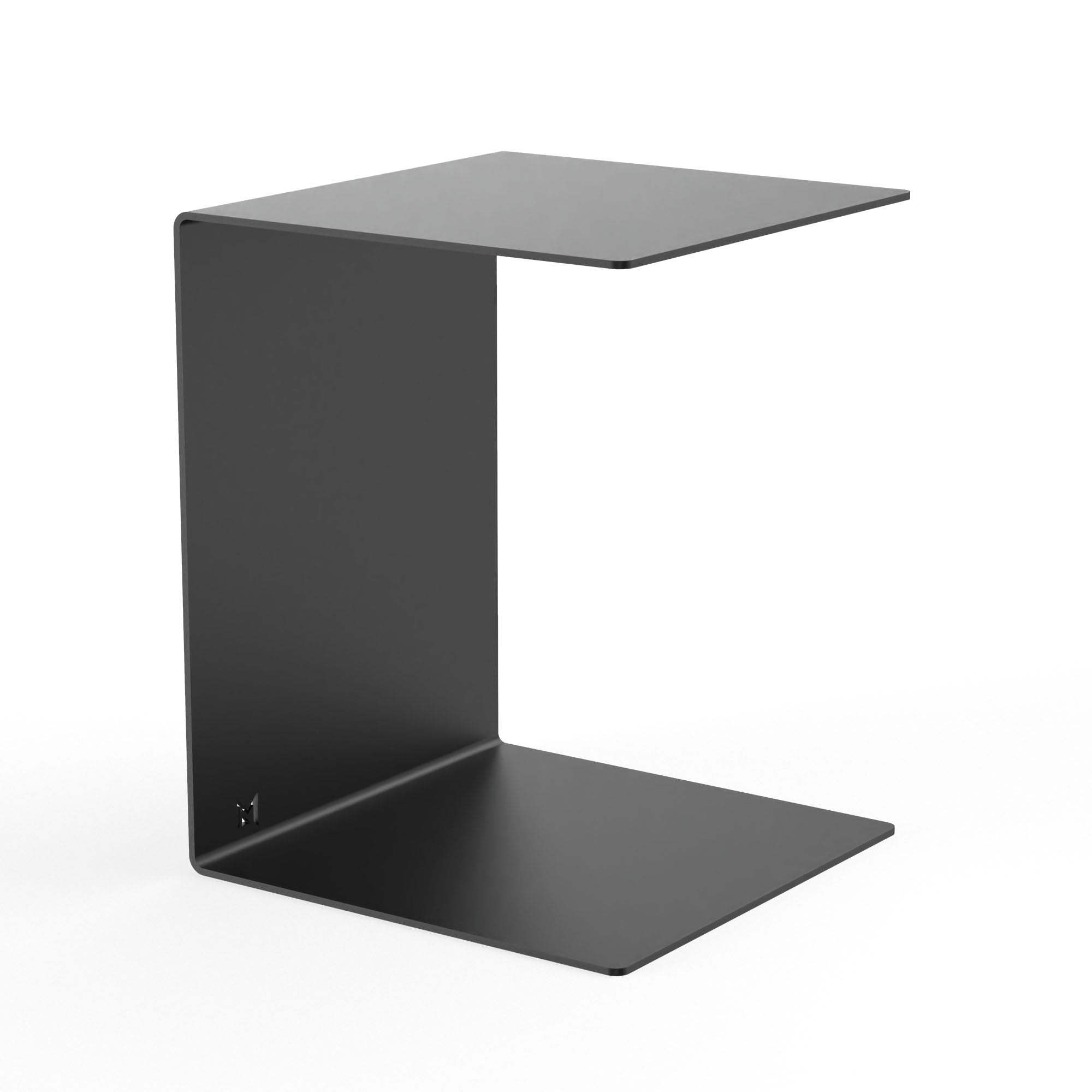 Beistelltisch EVOC 01 aus Stahl in C-Form, Tiefschwarz, Höhe 45 cm – Made in Germany