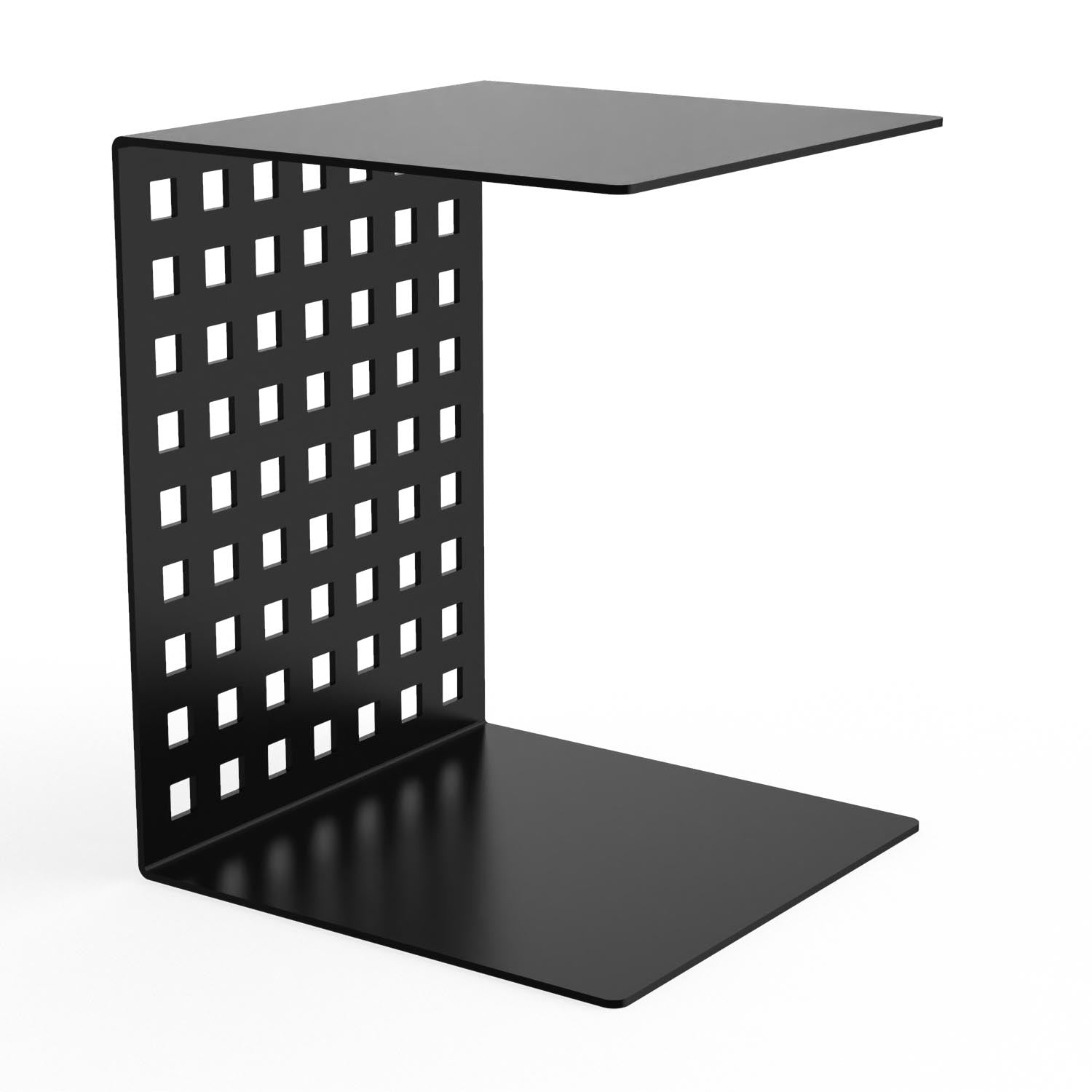 Designer-Beistelltisch EVOC 03 aus pulverbeschichtetem Stahl, schwarz, minimalistische C-Form