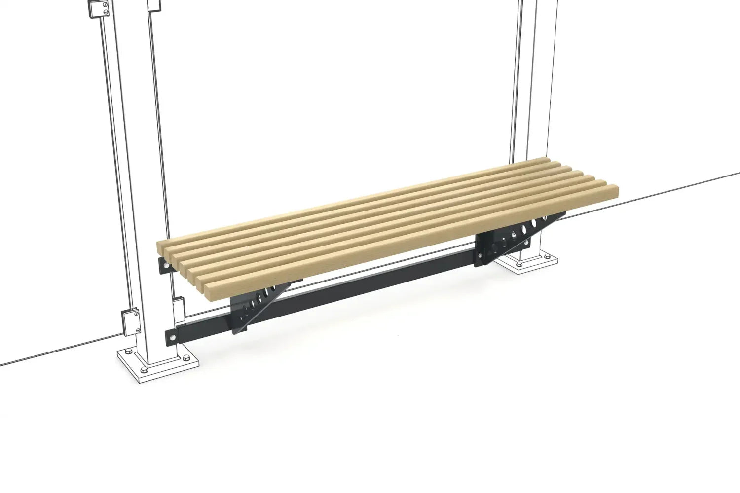 Design-Sitzbank Modell Passau mit Holzlatten und stabilem Metallgestell