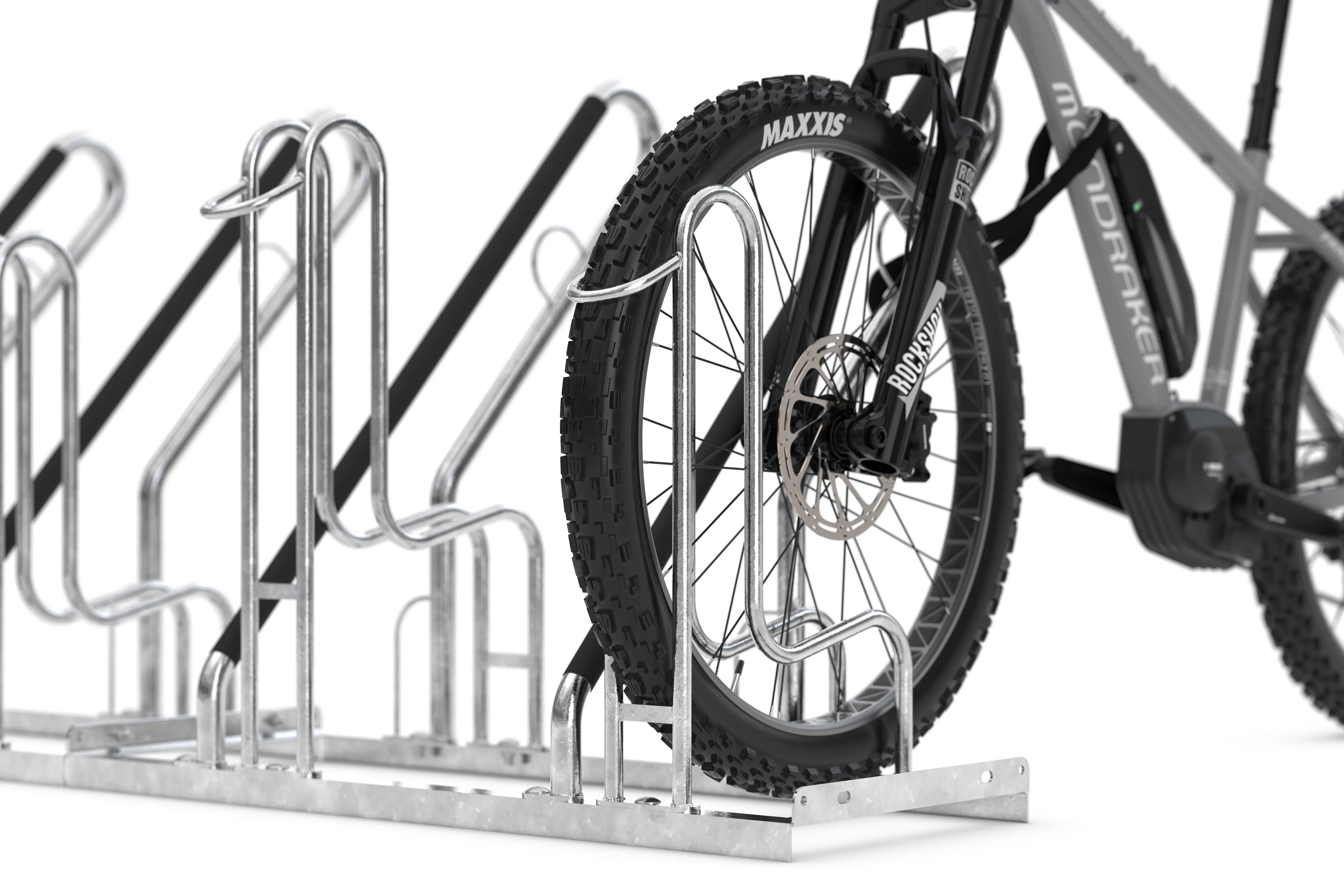 Fahrradparker aus Metall mit Mountainbike, sichere Fahrradabstellung, robustes Design