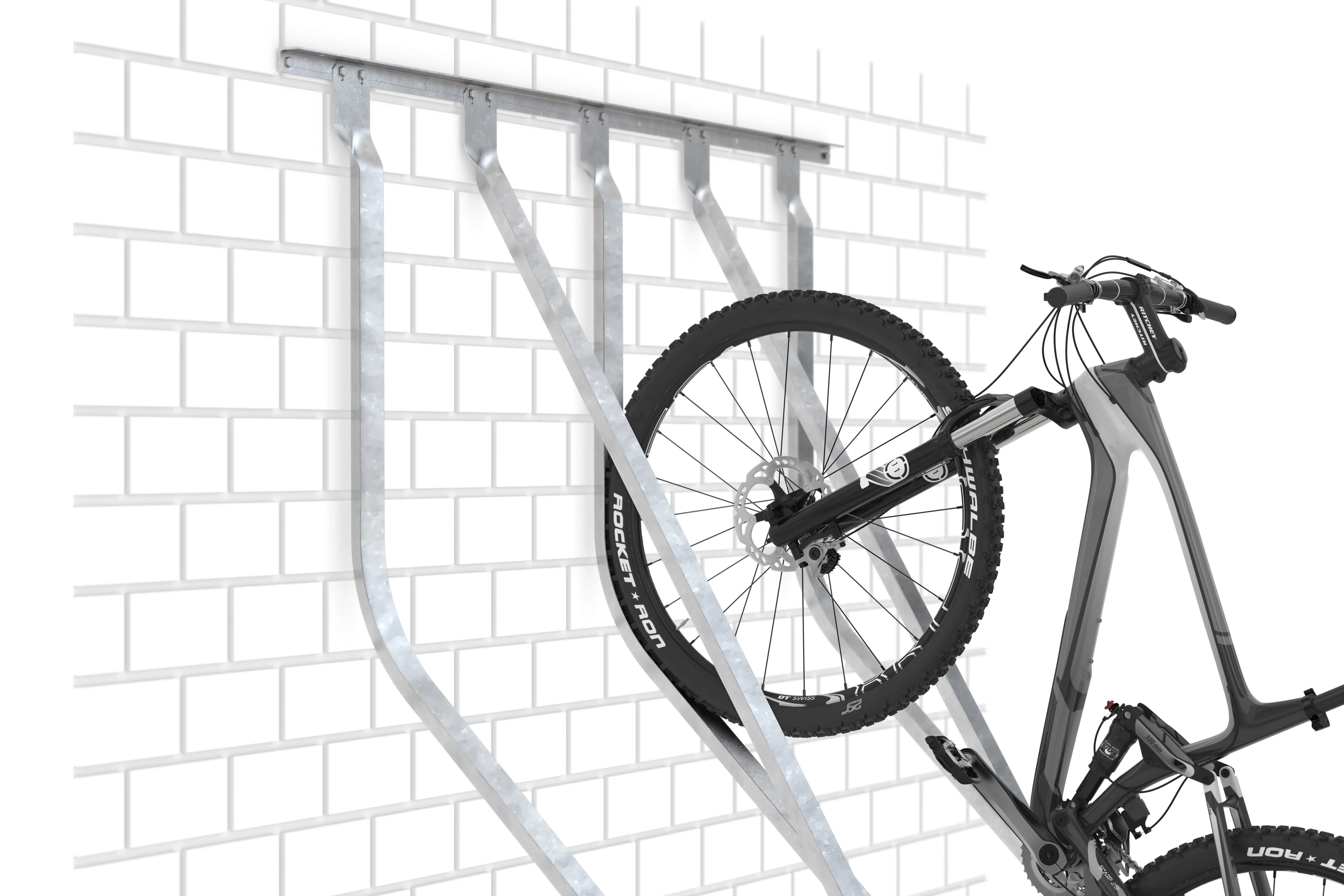 Wandmontierter Fahrradhalter aus Metall für platzsparende Fahrradaufbewahrung