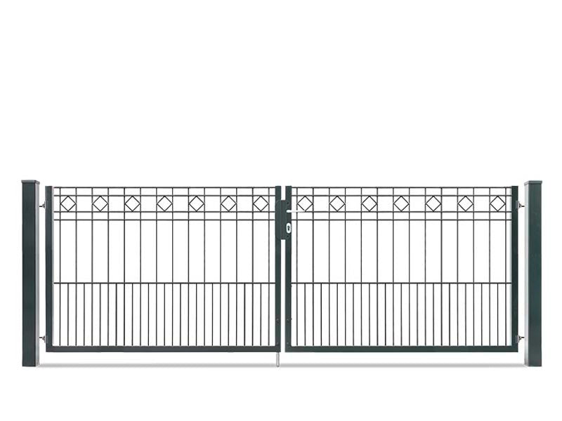 Einfahrtstor TURIN zweiflügelig in Anthrazit mit Rauten-Ornamenten, freigestellt