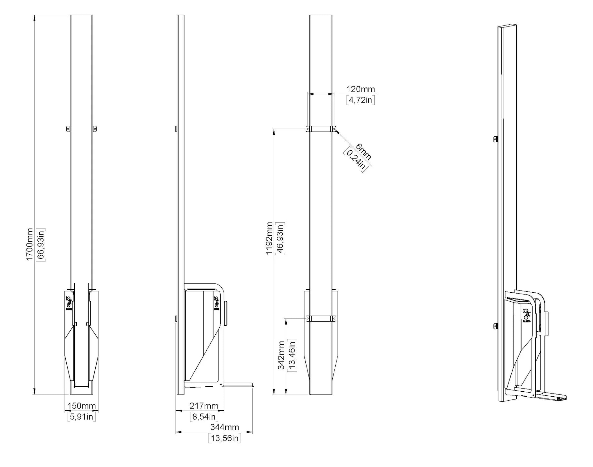 E-Bike Fahrrad Wandhalterung Fahrradlift vertikal PARKIS BASIC Detail 1