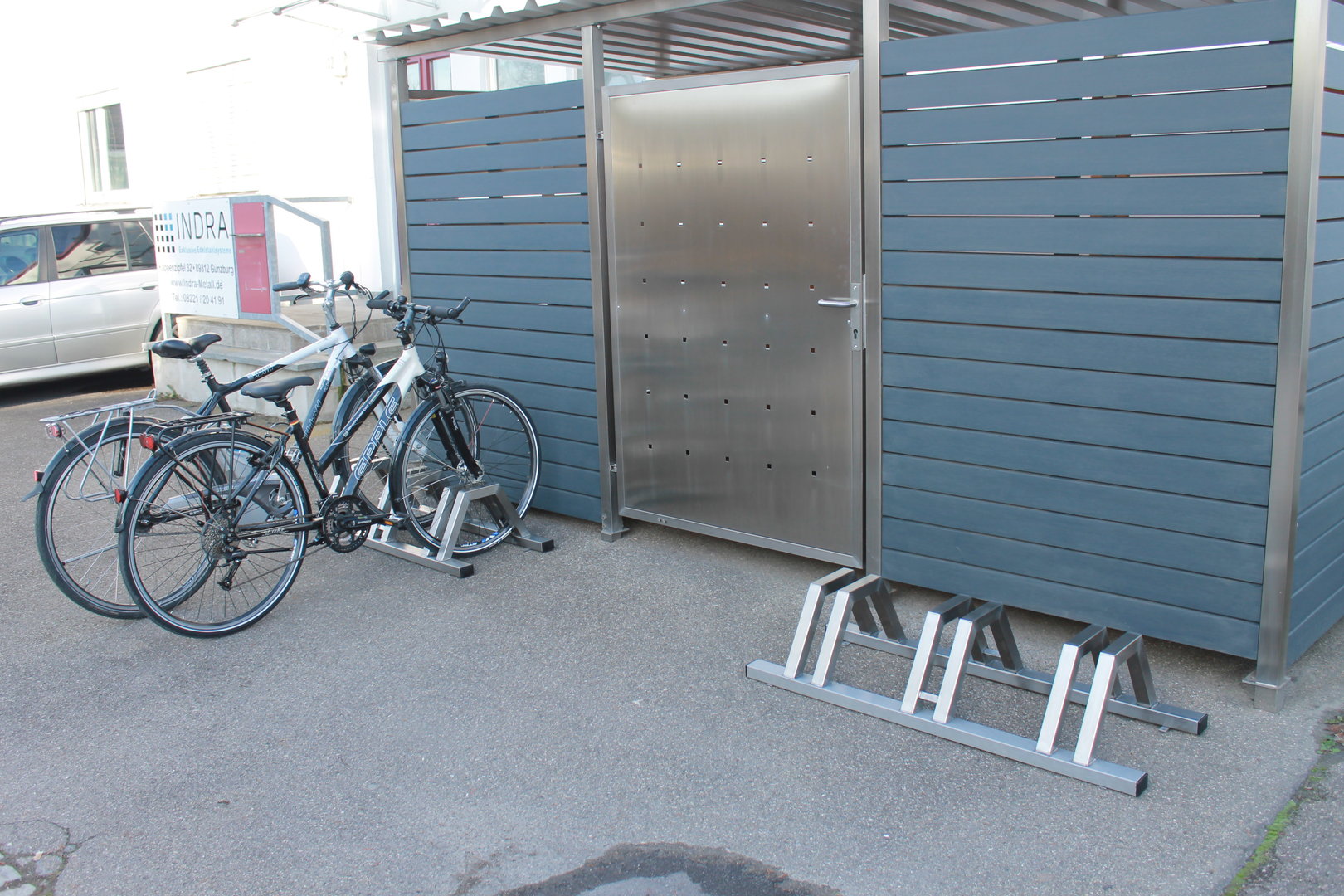 Fahrradständer Edelstahl mit 55 mm Radprofil, Tiefe 0,46 m