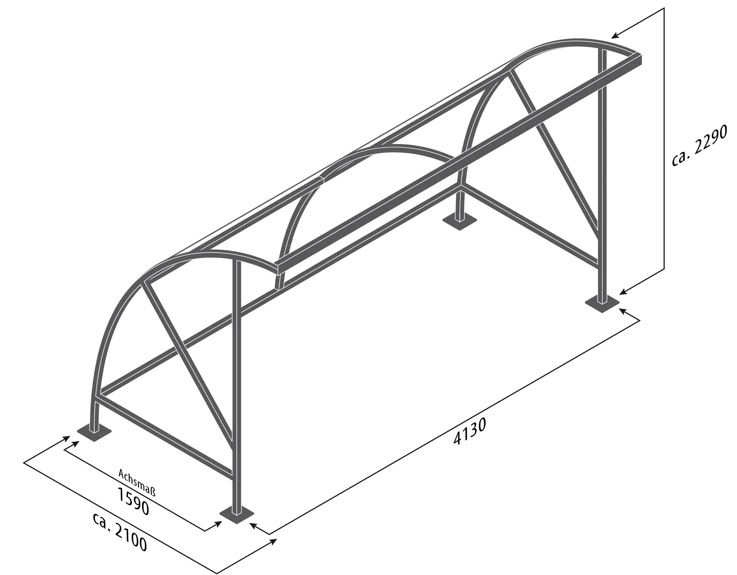 Fahrradunterstand aus Metall mit Maßen, stabile Konstruktion, ideal für Außenbereich