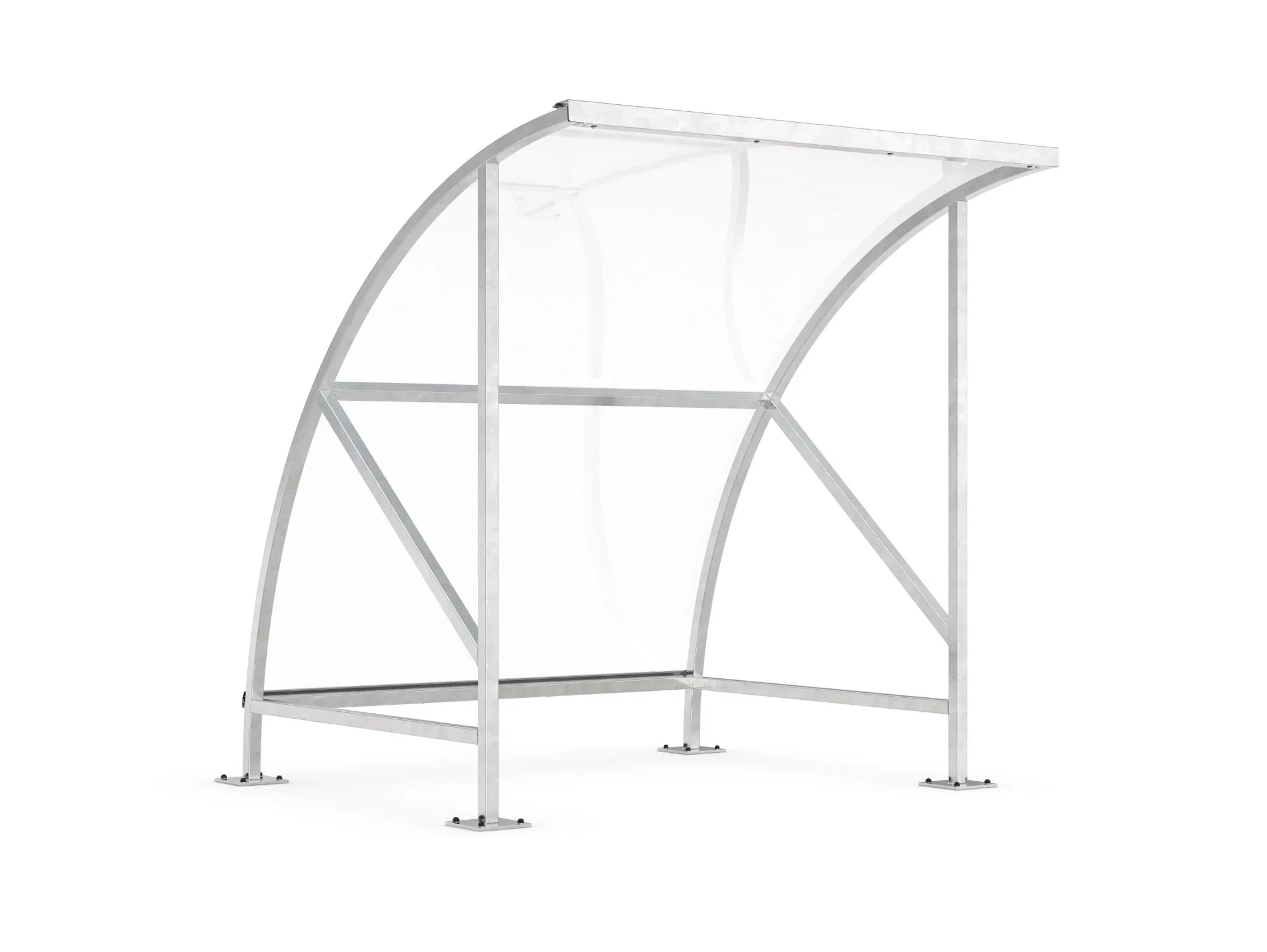 Verzinkter Fahrradunterstand aus Metall mit gewölbtem Dach, freistehend