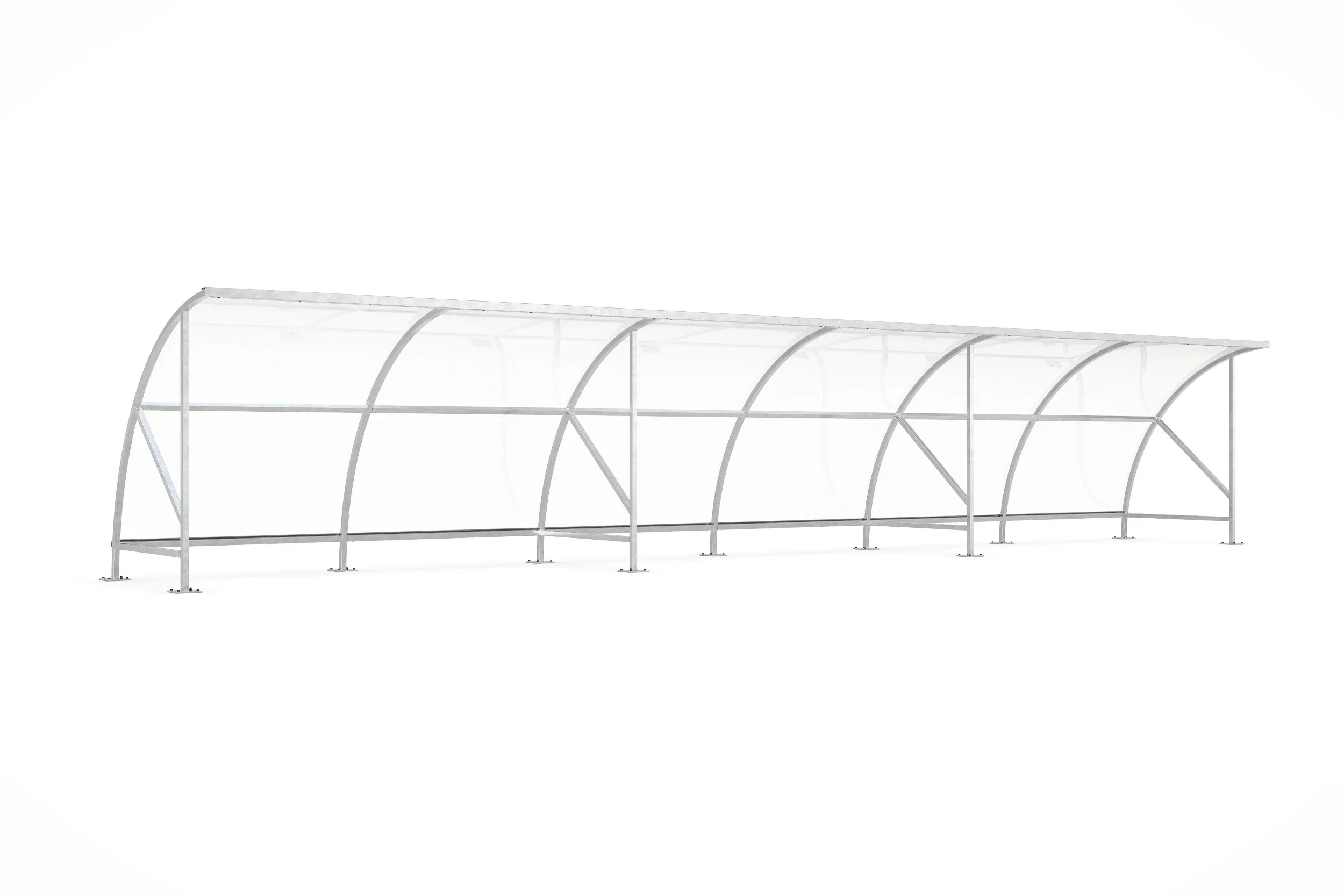 Verzinkter Fahrradunterstand aus Metall mit transparenten Seitenwänden, modern, freistehend