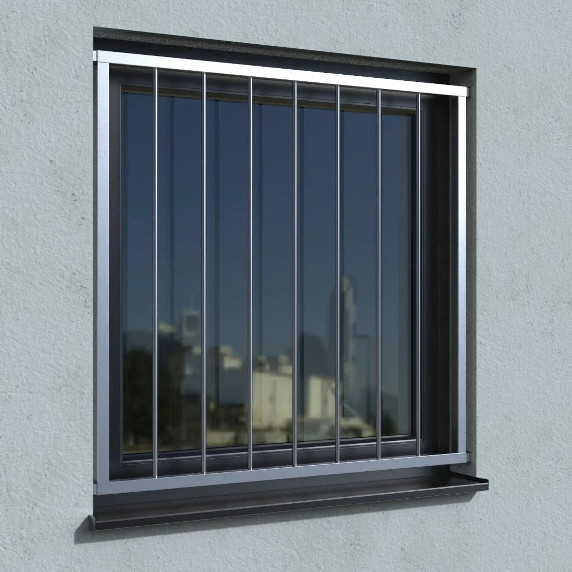 Fenstergitter Modell Turin Edelstahl Laibung real