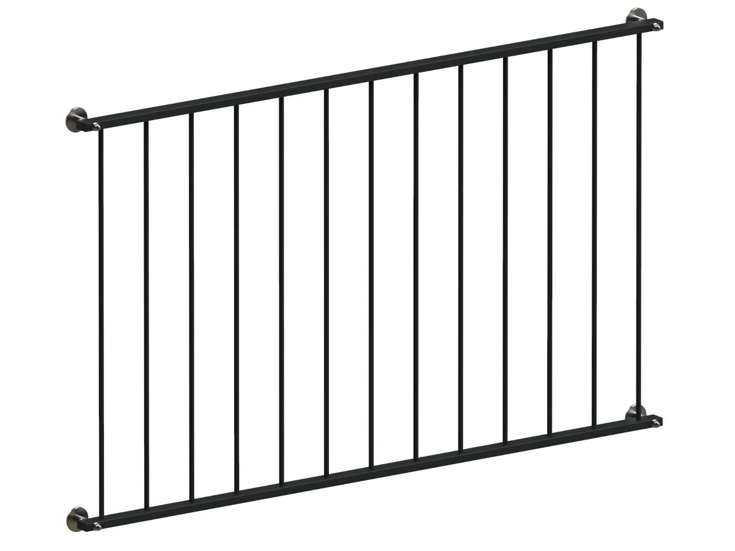 Fenstergitter für französischen Balkon, schlichtes schwarzes Metall, vertikale Stäbe