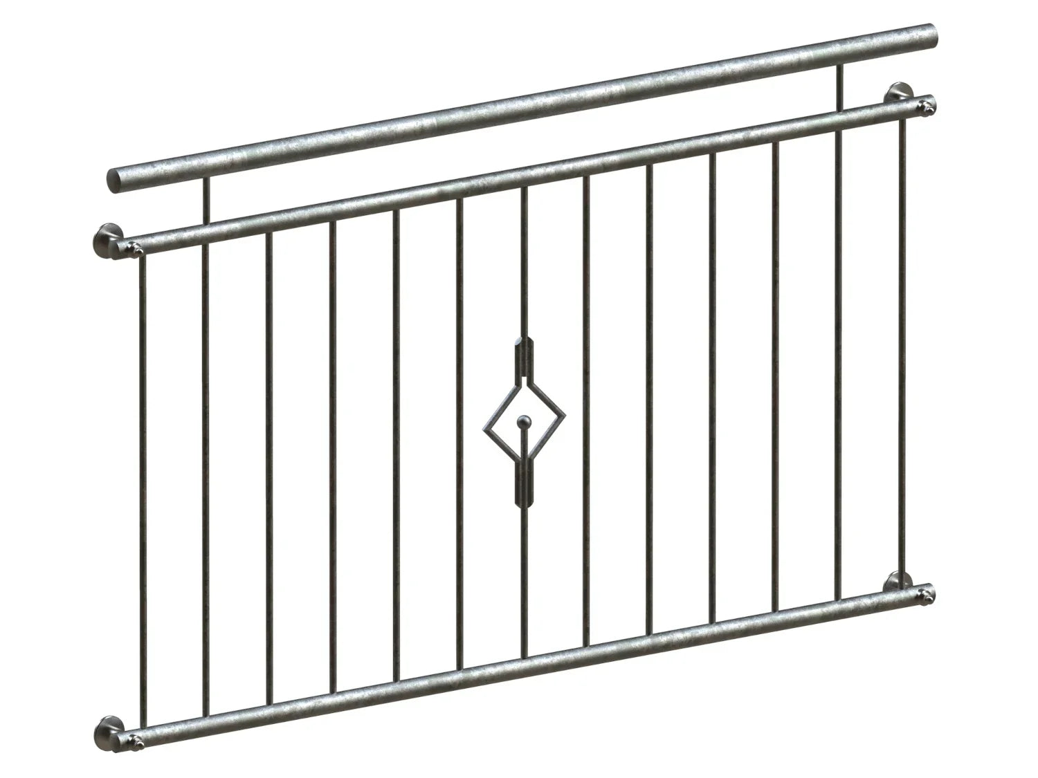 Verzinktes Fenstergitter für französischen Balkon mit modernem Stabdesign und Zierelement