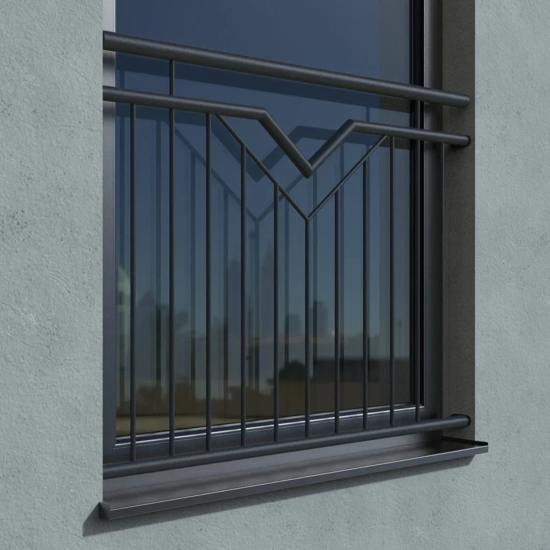 Fenstergitter für französischen Balkon aus Metall mit modernem Design in Schwarz