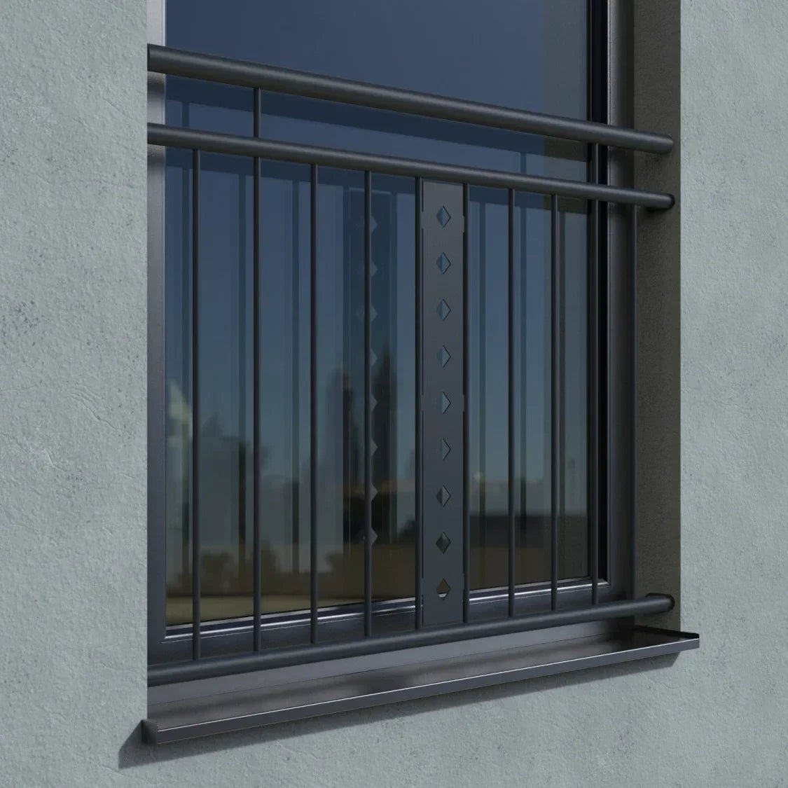 Fenstergitter französischer Balkon aus Metall in Anthrazit, moderne Sicherheitslösung