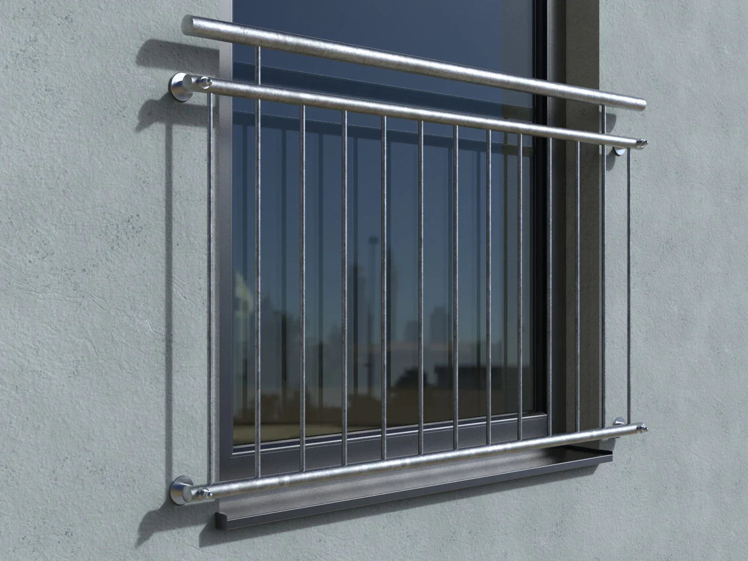 Verzinktes Fenstergitter am französischen Balkon, sicherheitsorientiertes Design