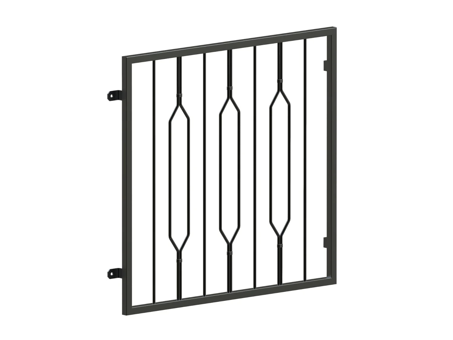 Fenstergitter Modell Venedig 2 pulverbeschichtet vorgesetzt Detail