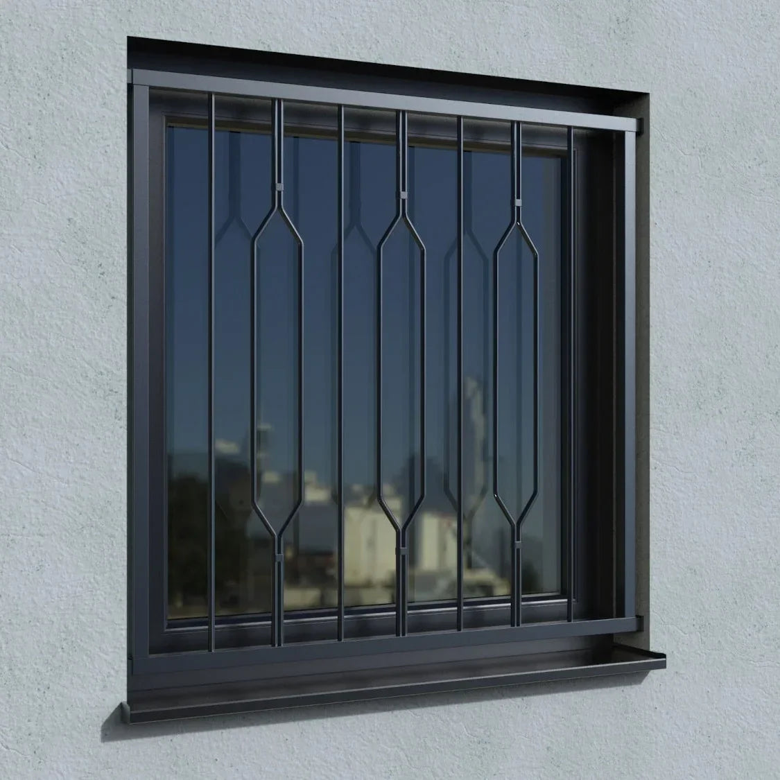 Fenstergitter Modell Venedig 2 pulverbeschichtet Laibung real