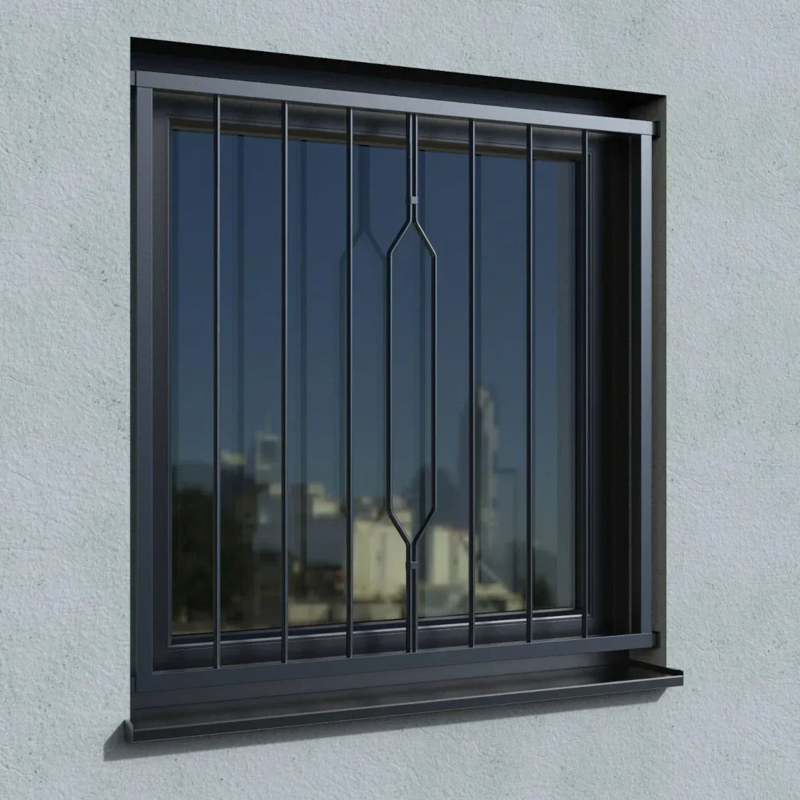 Fenstergitter Modell Venedig pulverbeschichtet Laibung real