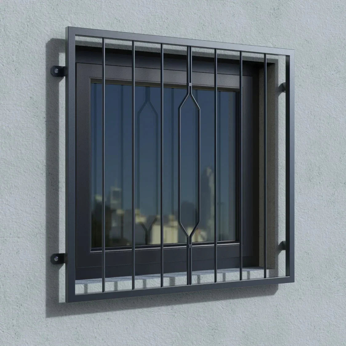 Fenstergitter Modell Venedig ohne Fensterbrett pulverbeschichtet vorgesetzt real