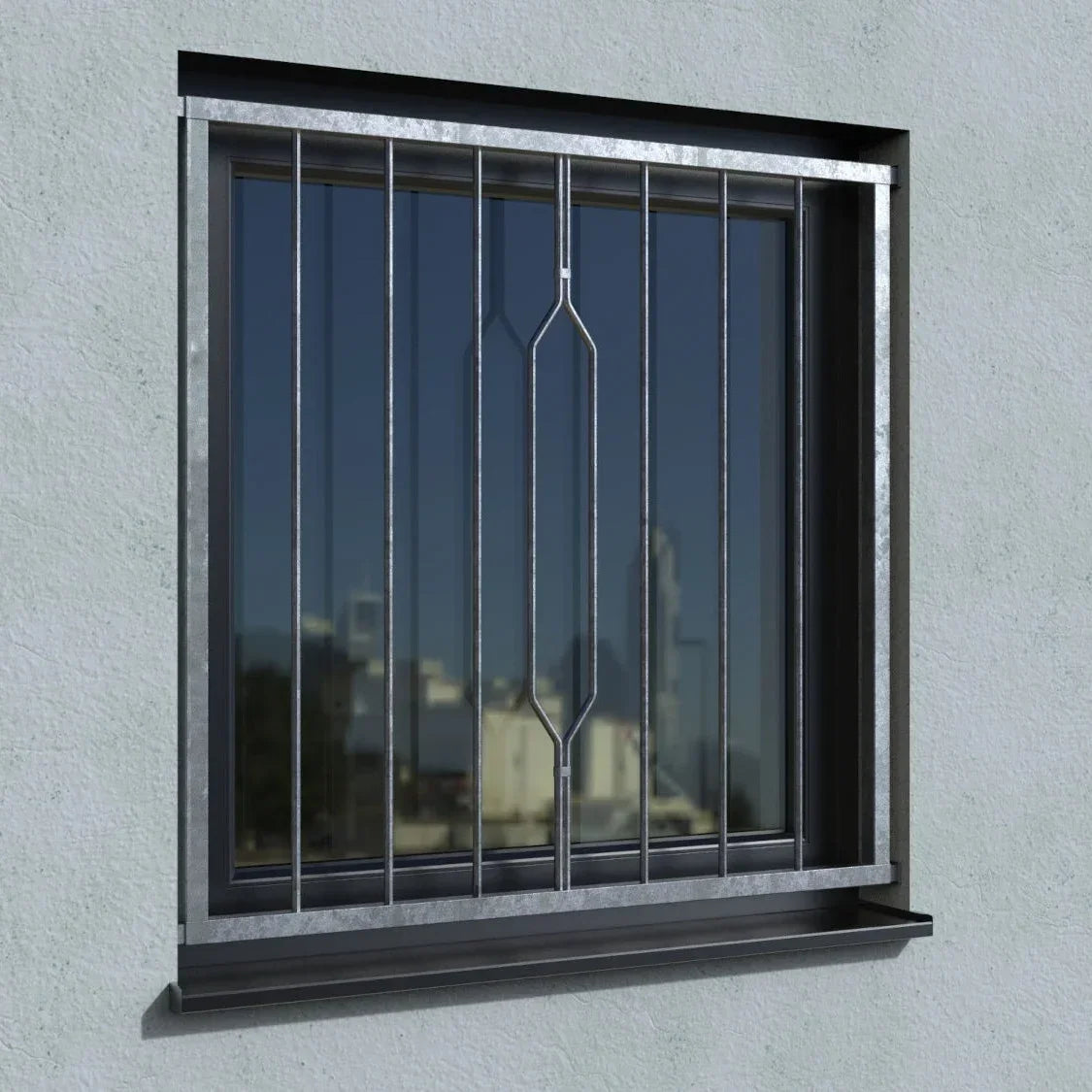 Fenstergitter Modell Venedig verzinkt Laibung real