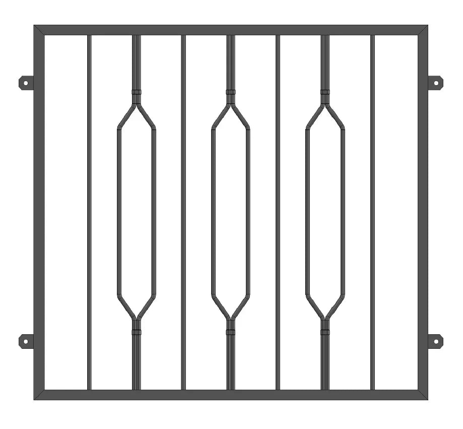 Fenstergitter Modell Venedig 2 pulverbeschichtet vorgesetzt Detail 2