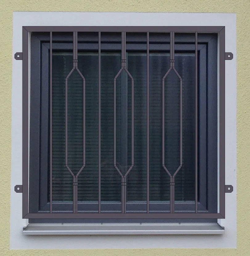 Fenstergitter Modell Venedig 2 pulverbeschichtet vorgesetzt Beispiel Kunde