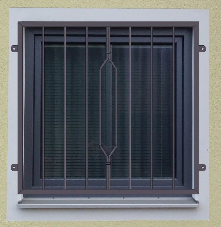 Fenstergitter Modell Venedig pulverbeschichtet vorgesetzt Beispiel Kunde