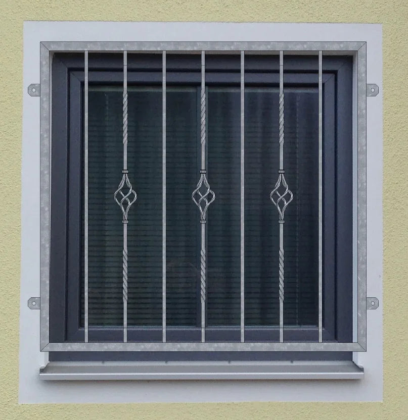 Fenstergitter Modell Mailand 2 verzinkt vorgesetzt Beispiel Kunde